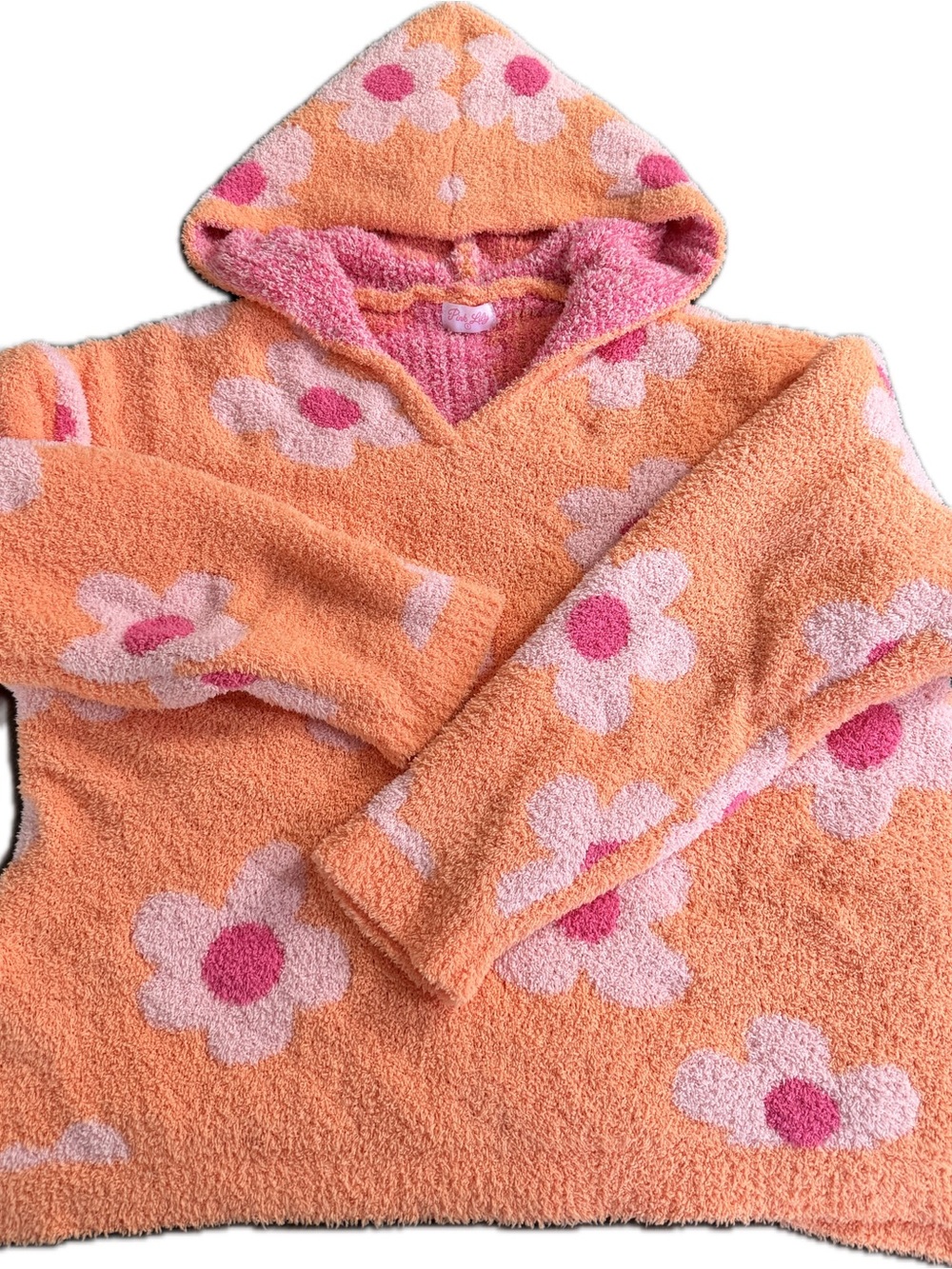 Pink Lily Orange & Pink Floral Hooded Sweatshirt
